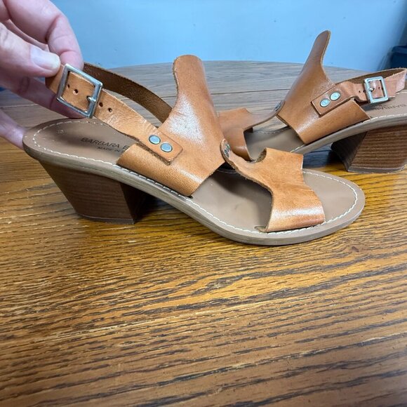 Barbara Barbieri Brown Leather slingback Sandal, Italian Made, Size 8 - Picture 2 of 9